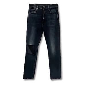7 For All Mankind Easy Slim Jeans Mid Rise Distressed Stretch Denim Blue 29 NWT